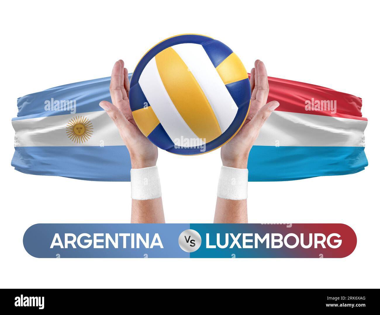 Argentinien gegen Luxemburg Nationalmannschaften Volleyball Volleyball Volleyball Match Competition Concept. Stockfoto