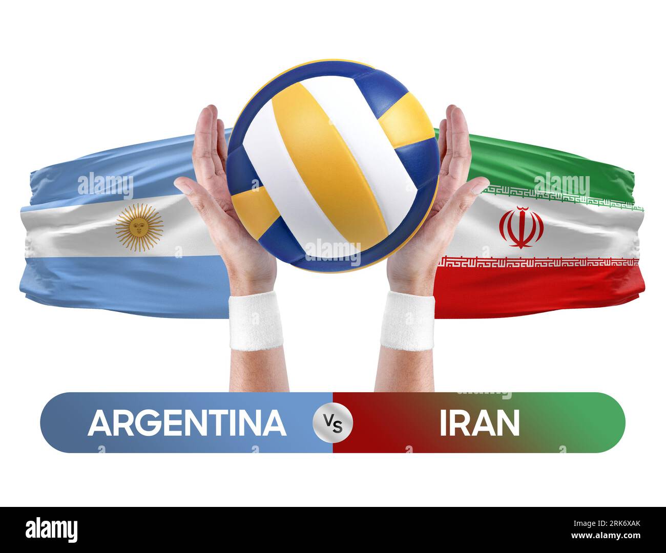Argentinien gegen Iran Nationalmannschaften Volleyball Volleyball Volleyball Match Competition Concept. Stockfoto