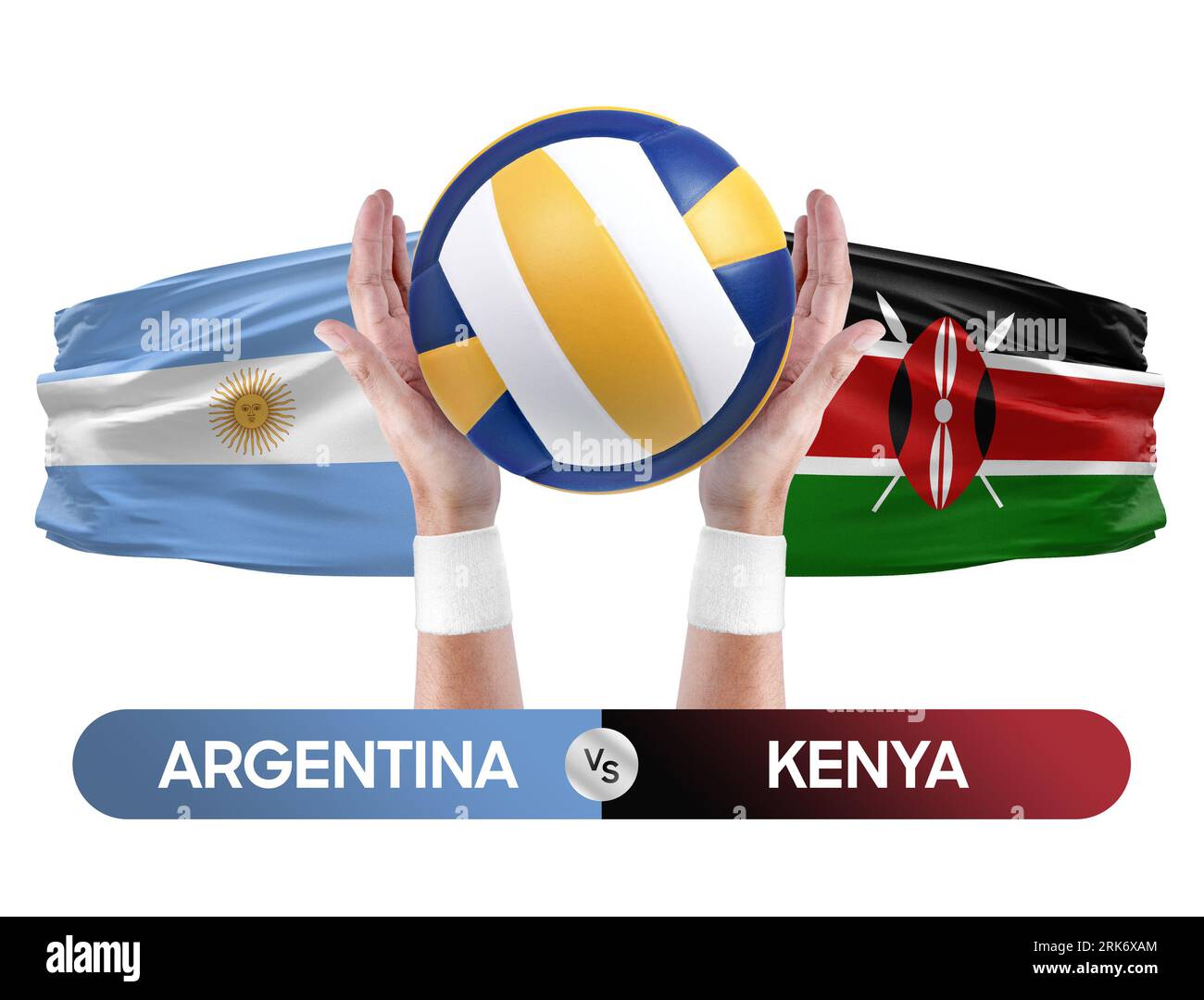 Argentinien gegen Kenia Nationalmannschaften Volleyball Volleyball Volleyball Match Competition Concept. Stockfoto