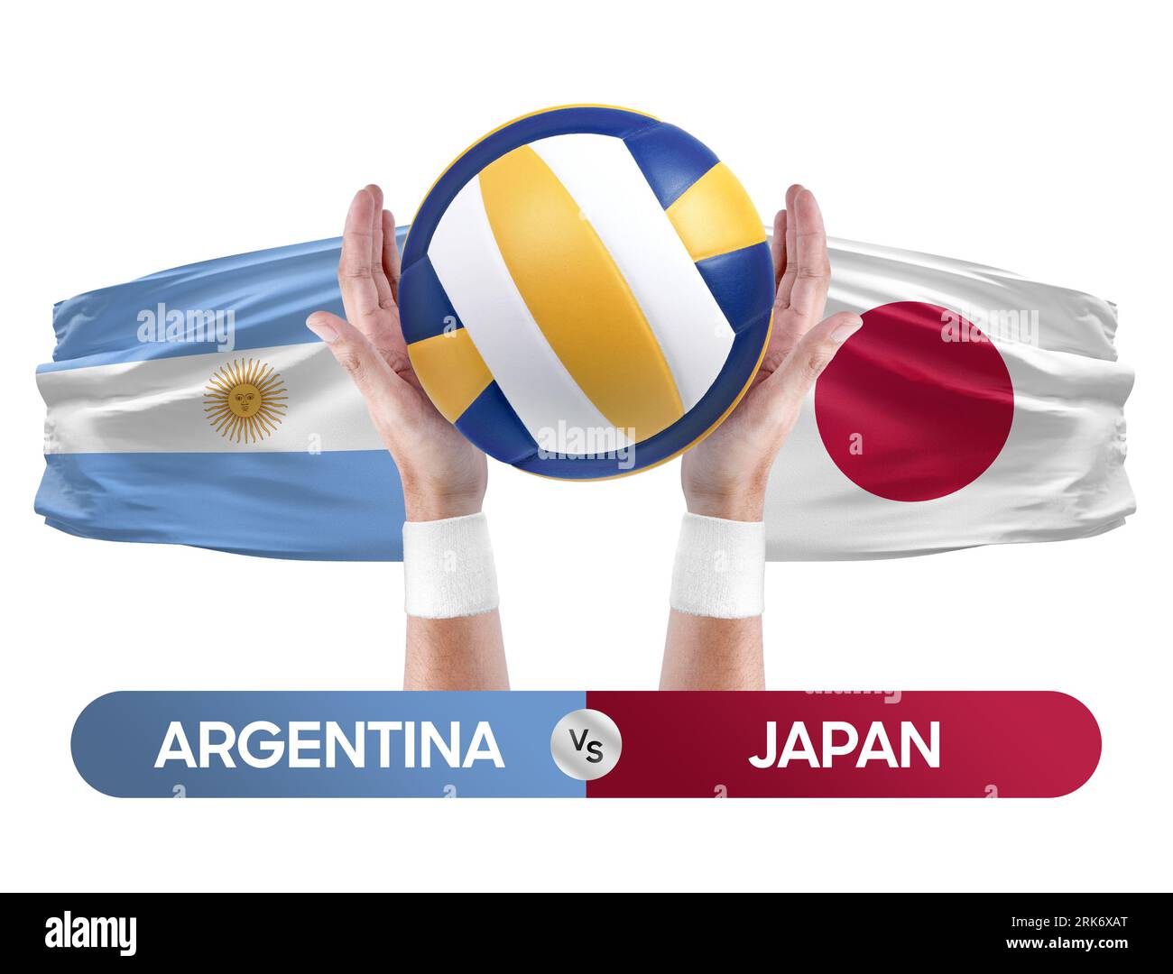 Argentinien gegen Japan Nationalmannschaften Volleyball Volleyball Volleyball Match Competition Concept. Stockfoto