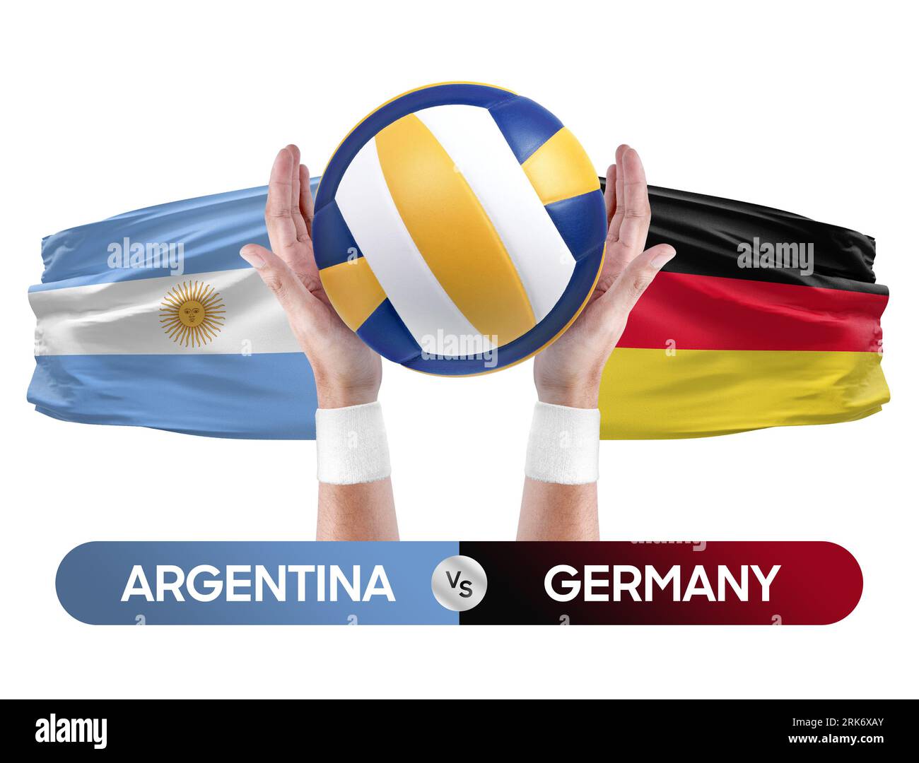 Argentinien gegen Deutschland Nationalmannschaften Volleyball Volleyball Volleyball Match Competition Concept. Stockfoto