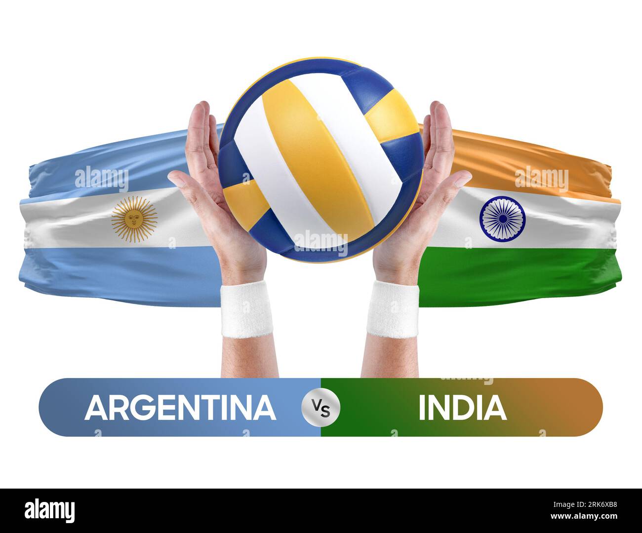 Argentinien gegen Indien Nationalmannschaften Volleyball Volleyball Volleyball Match Competition Concept. Stockfoto