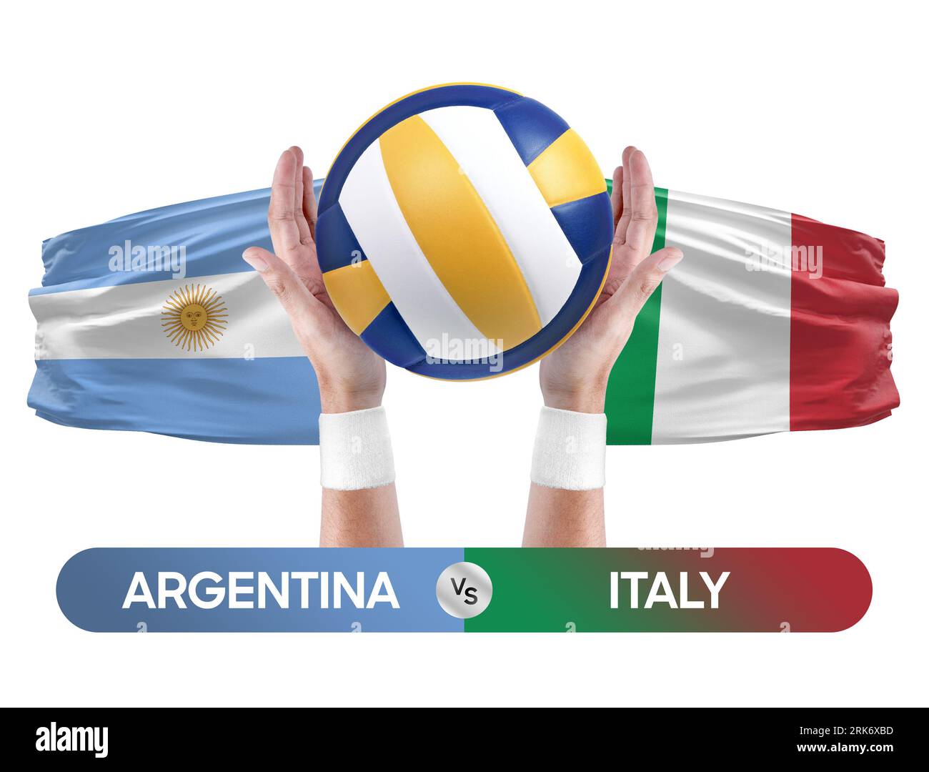 Argentinien gegen Italien Nationalmannschaften Volleyball Volleyball Volleyball Match Competition Concept. Stockfoto