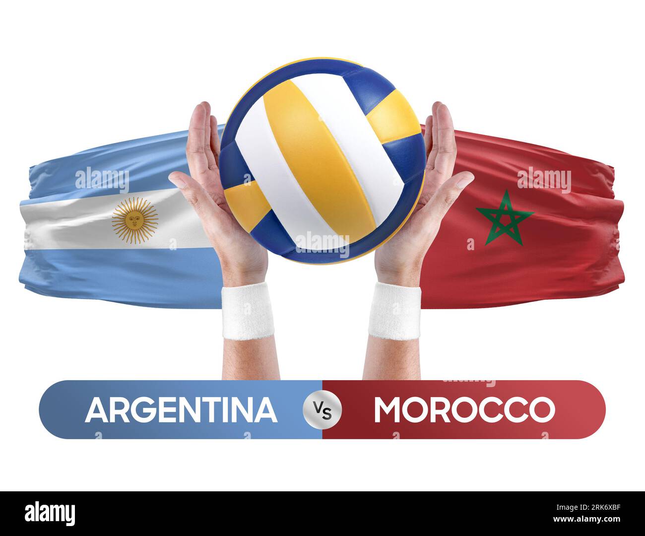 Argentinien gegen Marokko Nationalmannschaften Volleyball Volleyball Volleyball Match Competition Concept. Stockfoto