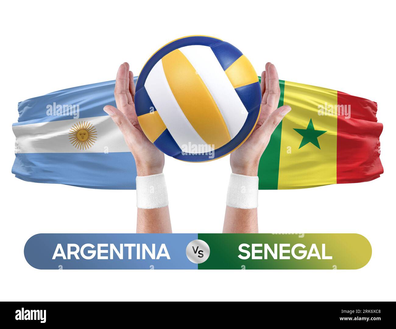 Argentinien gegen Senegal Nationalmannschaften Volleyball Volleyball Volleyball Match Competition Konzept. Stockfoto