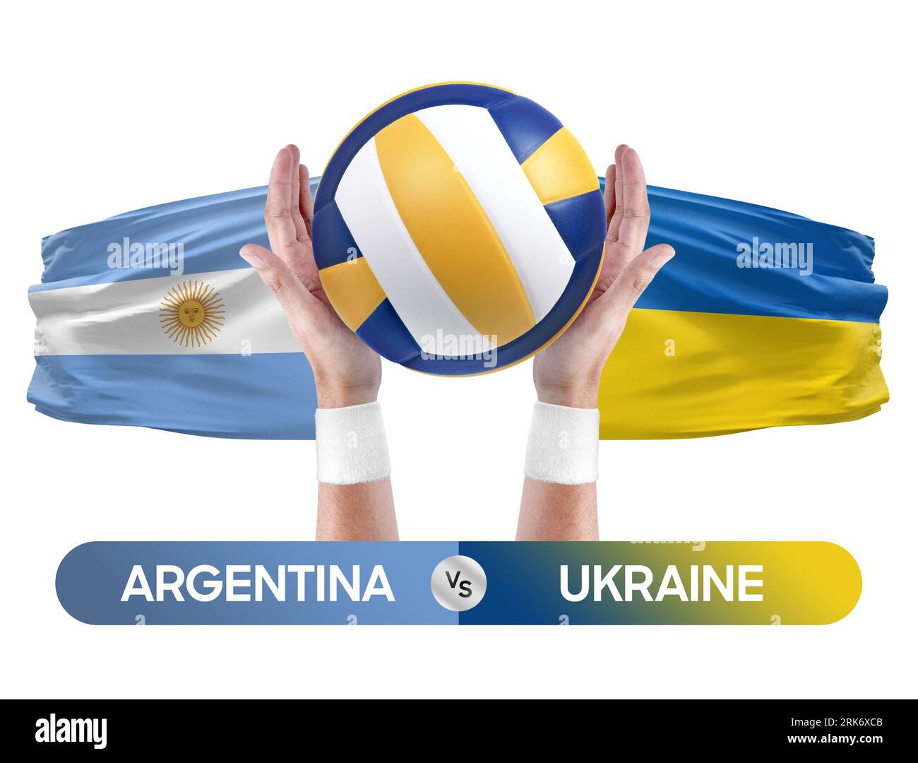 Argentinien gegen Ukraine Nationalmannschaften Volleyball Volleyball Volleyball Match Competition Concept. Stockfoto