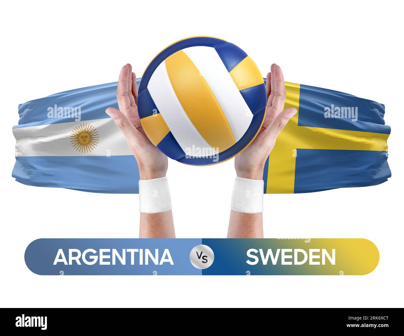 Argentinien gegen Schweden Nationalmannschaften Volleyball Volleyball Volleyball Match Competition Concept. Stockfoto