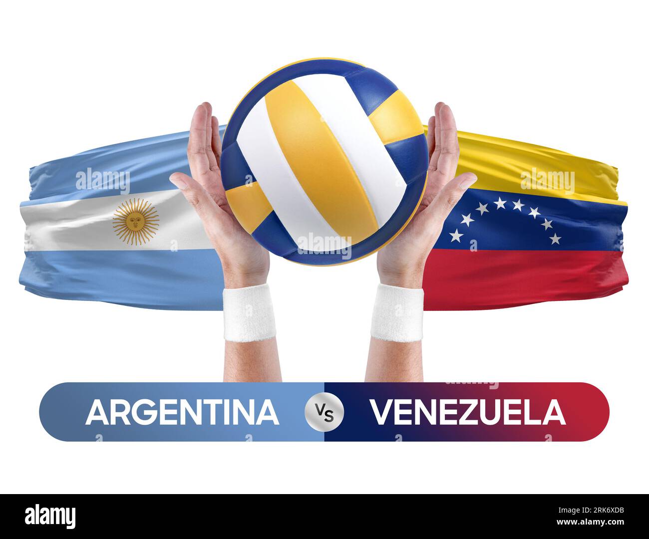 Argentinien gegen Venezuela Nationalmannschaften Volleyball Volleyball Volleyball Match Competition Konzept. Stockfoto
