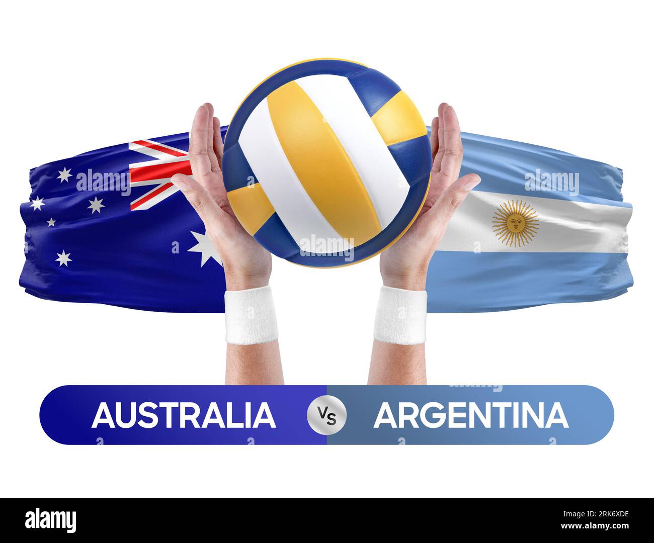 Australien gegen Argentinien Nationalmannschaften Volleyball Volleyball Volleyball Match Competition Concept. Stockfoto