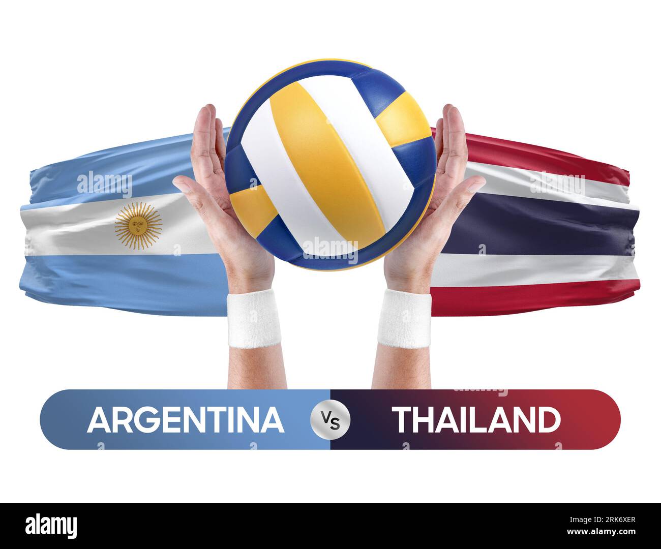Argentinien gegen Thailand Nationalmannschaften Volleyball Volleyball Volleyball Match Competition Konzept. Stockfoto