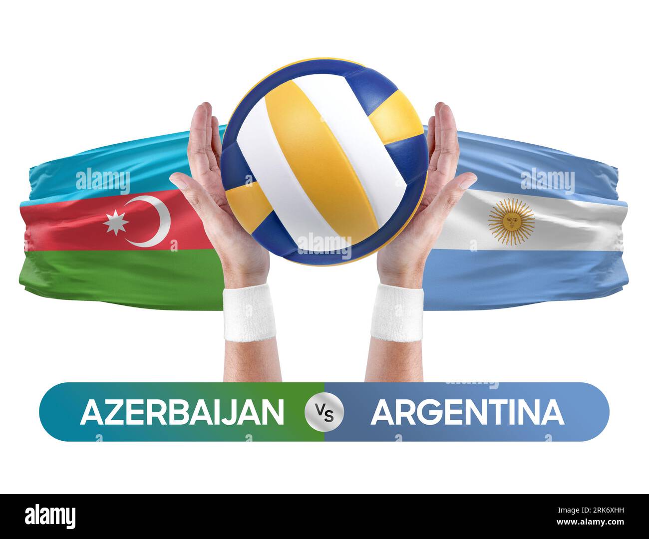Aserbaidschan gegen Argentinien Nationalmannschaften Volleyball-Volleyball-Spiel-Konzept. Stockfoto