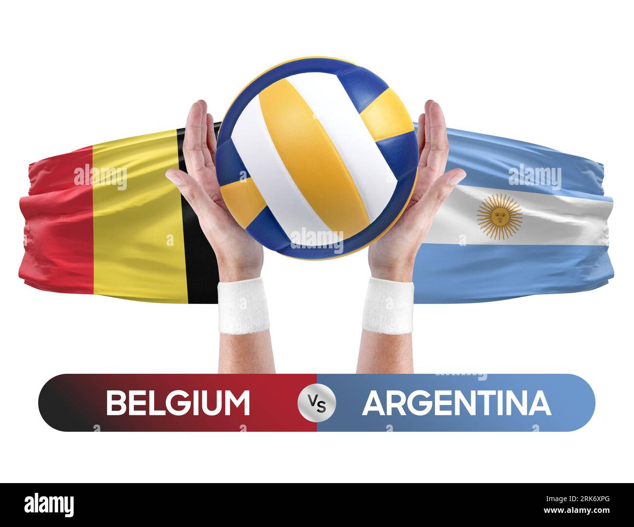 Belgien gegen Argentinien Nationalmannschaften Volleyball Volleyball Volleyball Match Competition Concept. Stockfoto