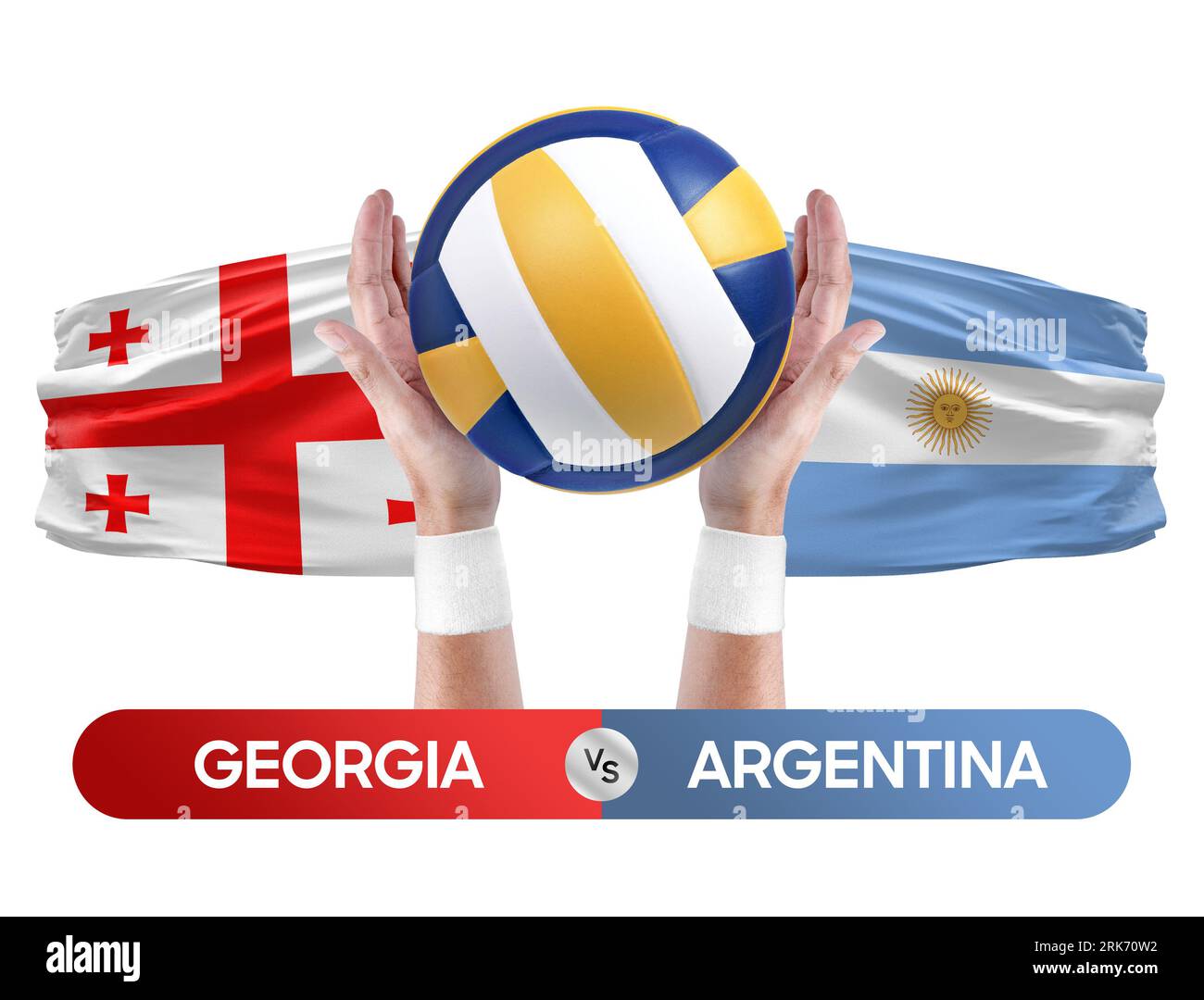 Georgia vs Argentinien Nationalmannschaften Volleyball Volleyball Ball Match Competition Konzept. Stockfoto