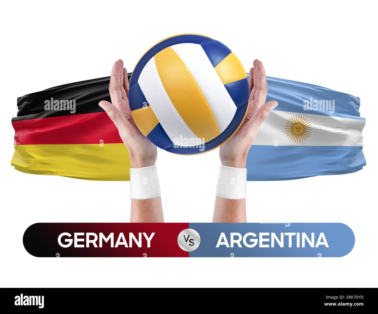 Deutschland gegen Argentinien Nationalmannschaften Volleyball Volleyball Volleyball Match Competition Concept. Stockfoto