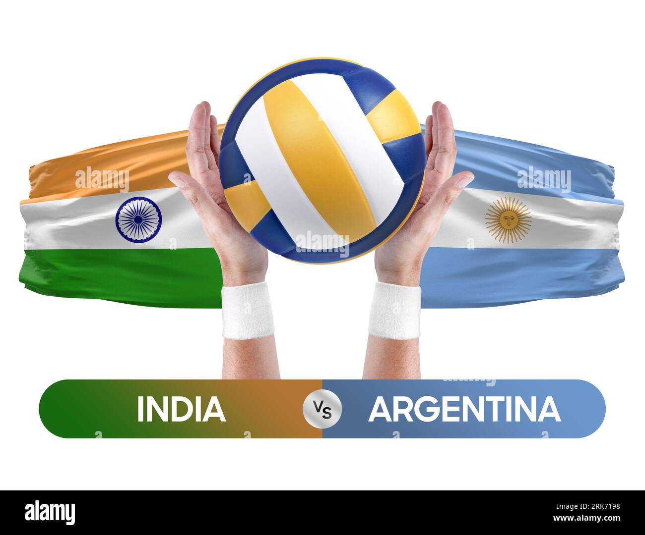 Indiens gegen Argentiniens Nationalmannschaften Volleyballspiel Konzept. Stockfoto