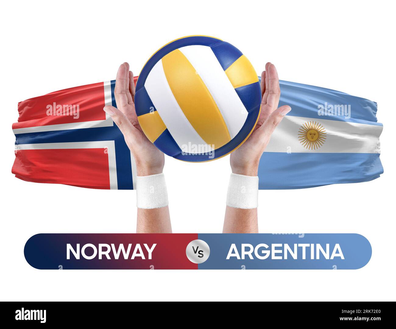 Norwegen gegen Argentinien Nationalmannschaften Volleyball Volleyball Volleyball Match Competition Concept. Stockfoto
