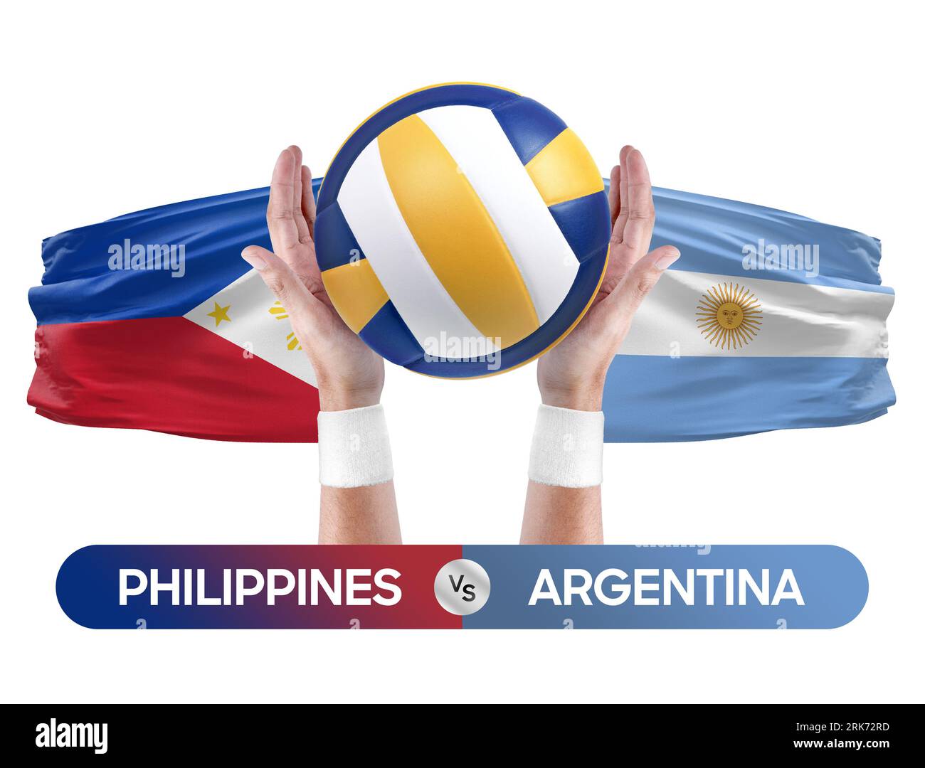 Philippinen gegen Argentinien Nationalmannschaften Volleyball Volleyball Ball Match Competition Konzept. Stockfoto