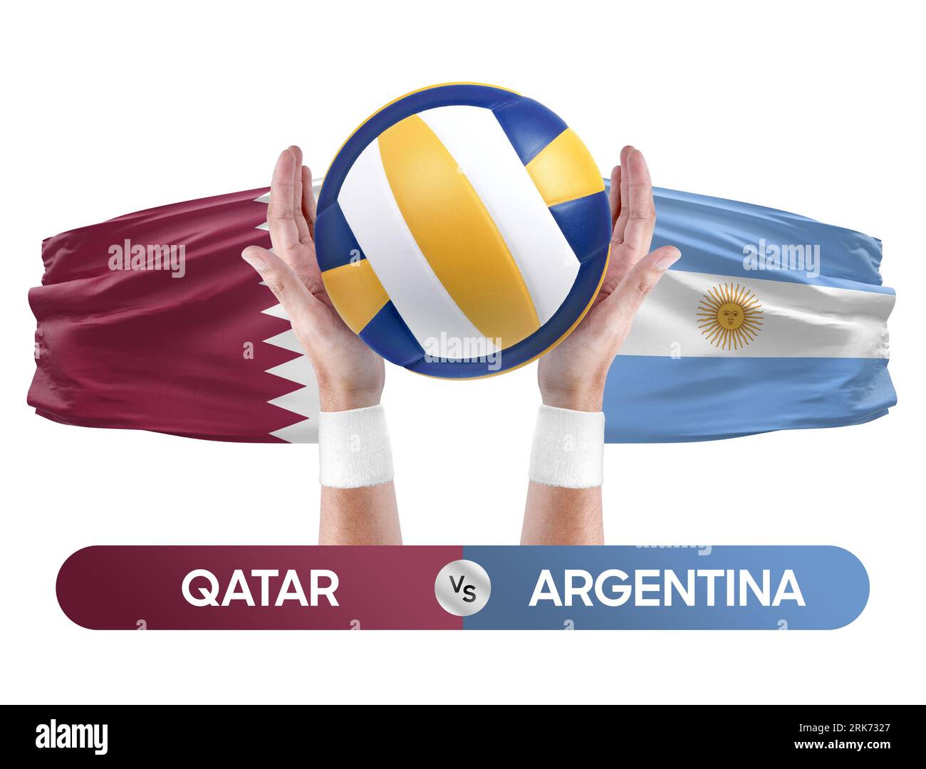 Katar vs Argentinien Nationalmannschaften Volleyball Volleyball Ball Match Competition Konzept. Stockfoto