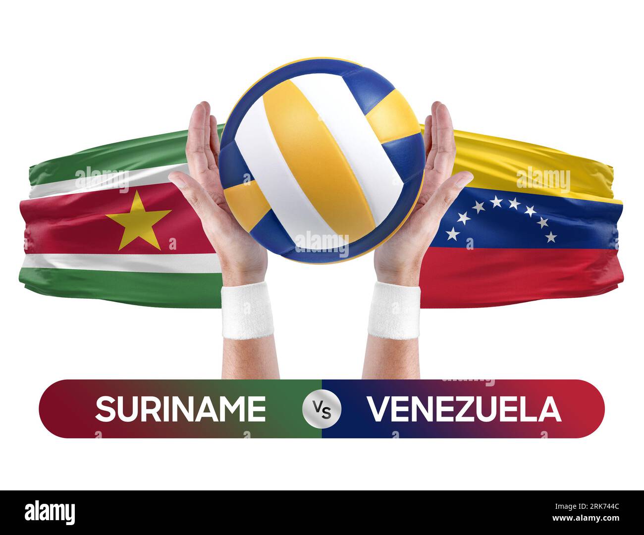 Suriname vs Venezuela Nationalmannschaften Volleyball Volleyball Ball Match Competition Konzept. Stockfoto