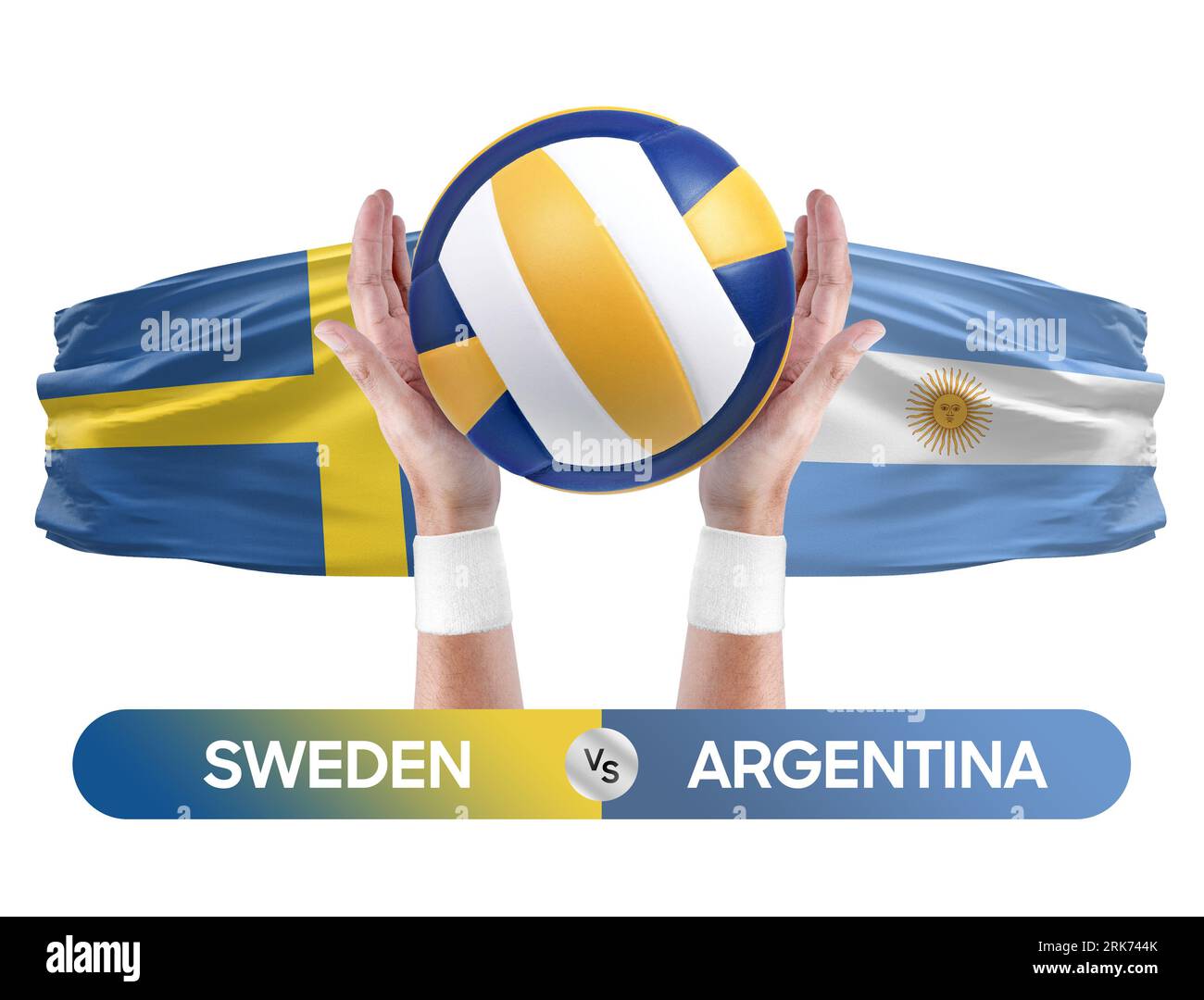Schweden gegen Argentinien Nationalmannschaften Volleyball Volleyball Volleyball Match Competition Concept. Stockfoto