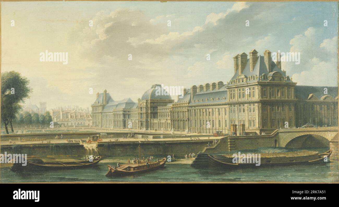 Le Palais des Tuileries, vu du quai d'Orsay 1757 von Nicolas-Jean-Baptiste Raguenet Stockfoto