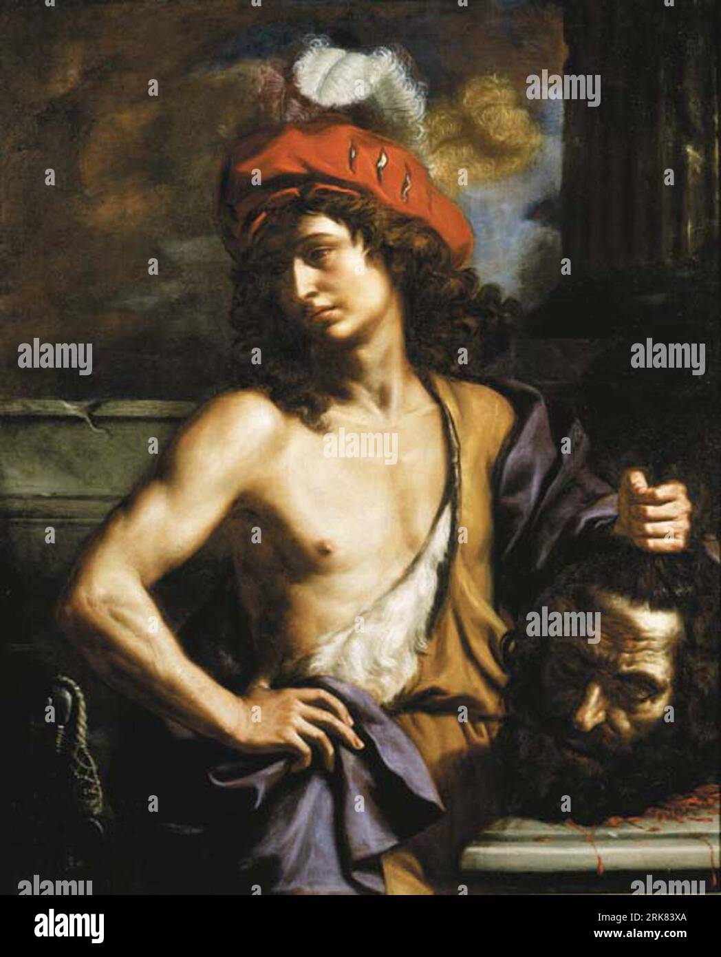 David mit dem Kopf von Goliath von Benedetto Gennari II Stockfoto