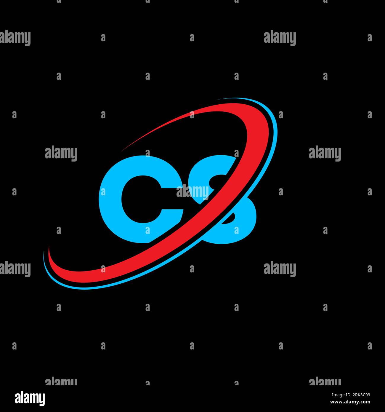 CS C S Logo-Design. Anfangsbuchstabe CS verknüpfter Kreis, Monogramm-Logo in Großbuchstaben, rot und blau. CS-Logo, C S-Design. cs, c s Stock Vektor