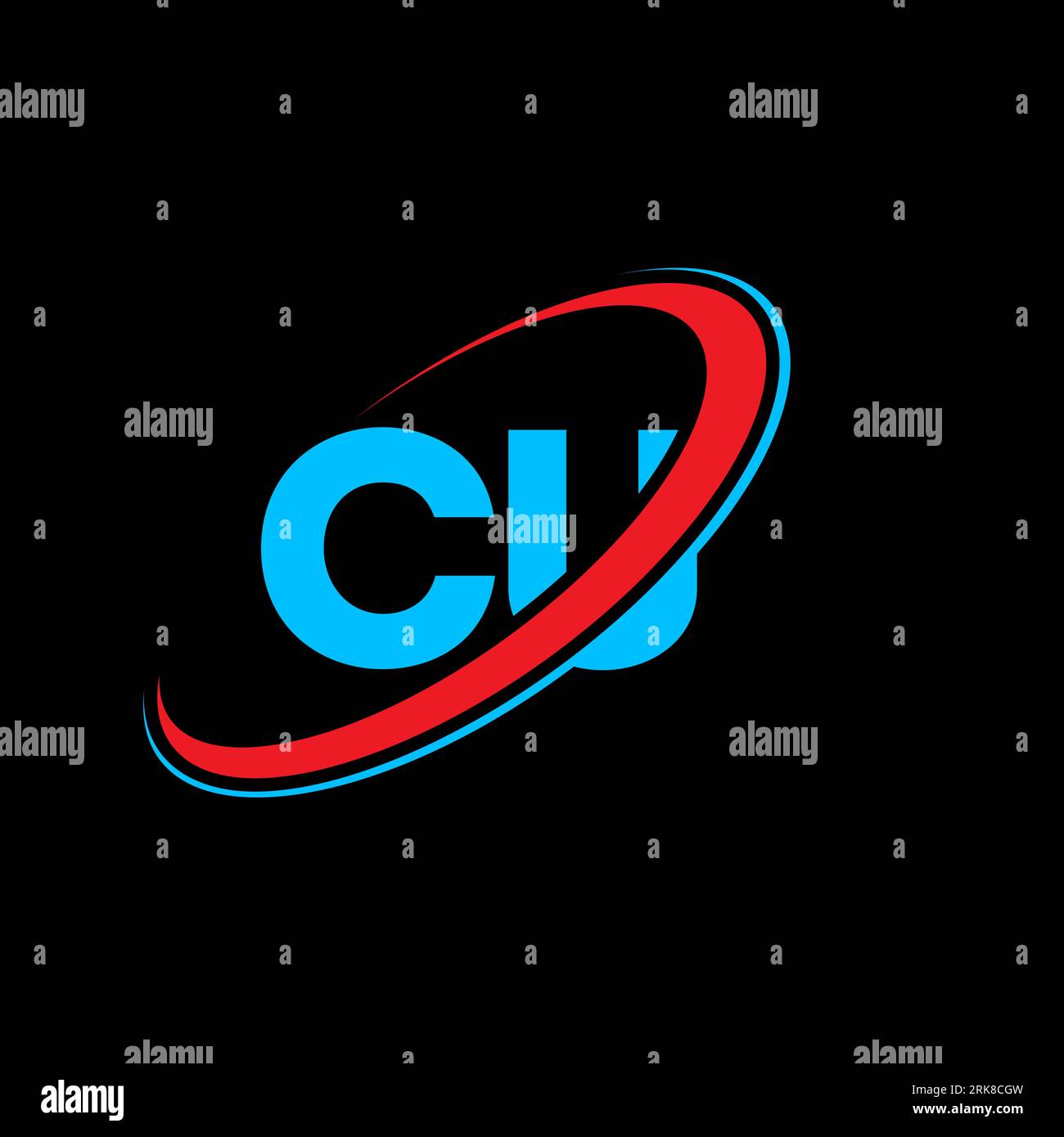Logo-Design mit C-U-Buchstaben. Anfangsbuchstabe CU-verbundener Kreis, Monogramm-Logo in Großbuchstaben, rot und blau. CU-Logo, C-U-Design. cu, c u Stock Vektor