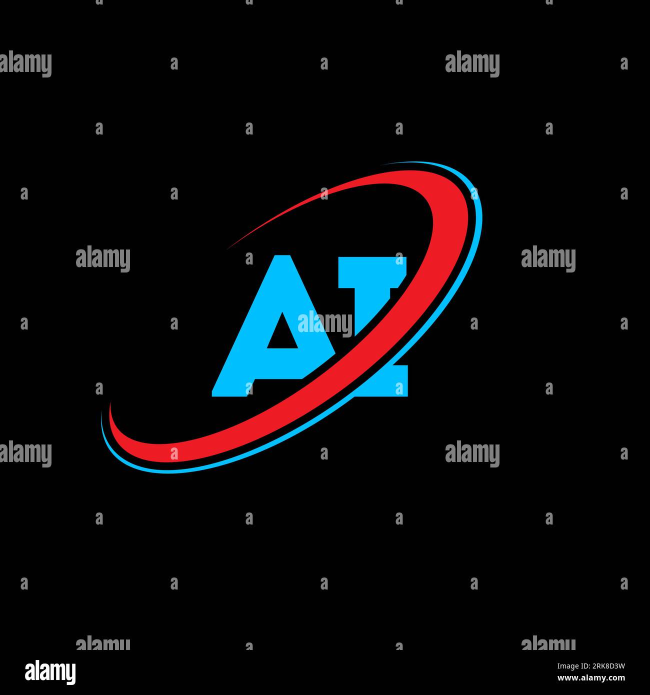 AI A I Letter Logo-Design. Anfangsbuchstabe AI verknüpfter Kreis Monogramm-Logo in Großbuchstaben rot und blau. AI-Logo, I-Design. AI, A i Stock Vektor