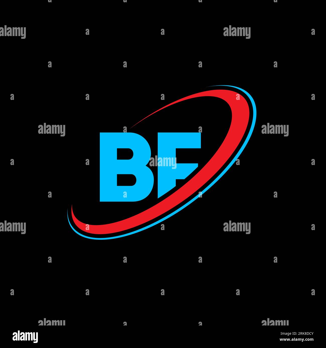 BF B F Logo-Design. Anfangsbuchstabe BF verbundener Kreis Großbuchstaben Monogramm Logo rot und blau. BF-Logo, B F-Design. bf, b f Stock Vektor