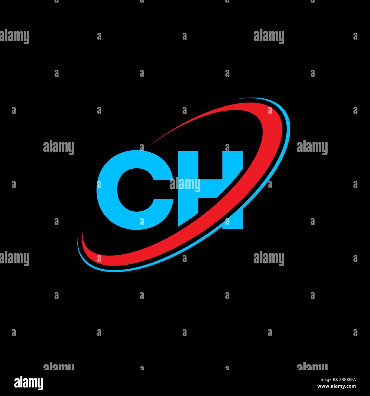 CH C H letter logo design. Initial letter CH linked circle uppercase monogram logo red and blue. CH logo, C H design. ch, c h Stock Vektor