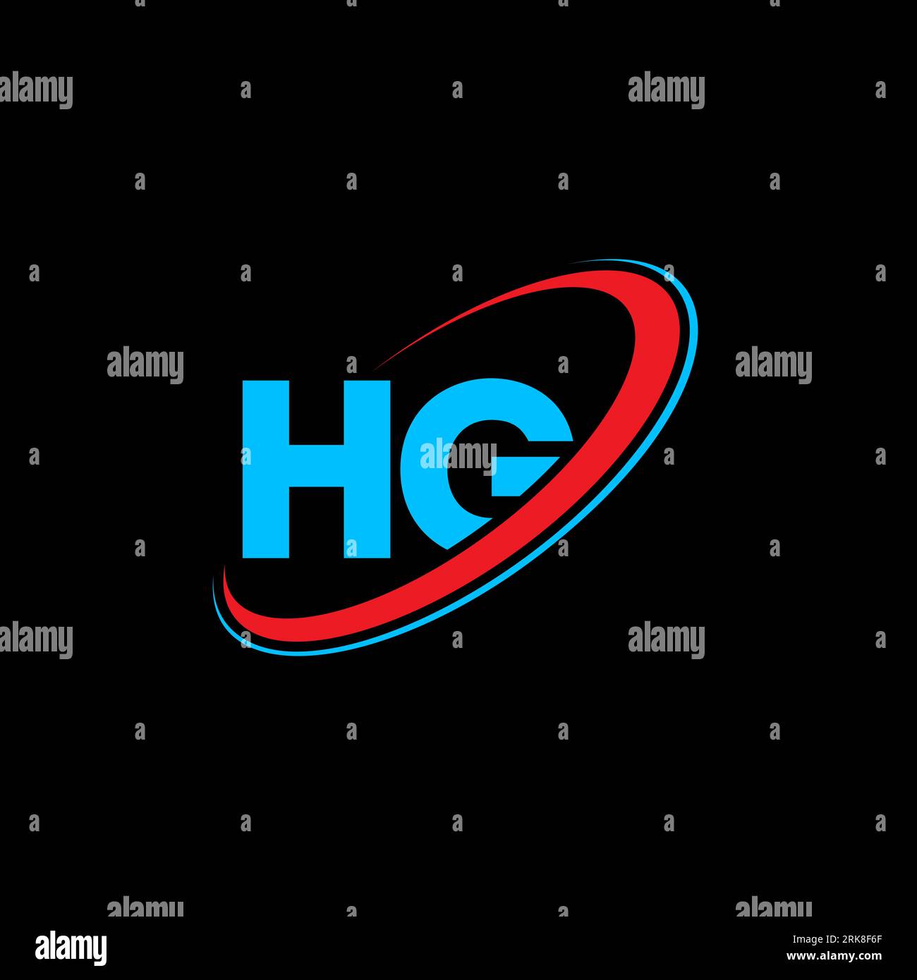 HG H G Logo-Design. Anfangsbuchstabe HG verbundener Kreis Monogramm-Logo in Großbuchstaben rot und blau. HG-Logo, H G-Design. hg, h g Stock Vektor