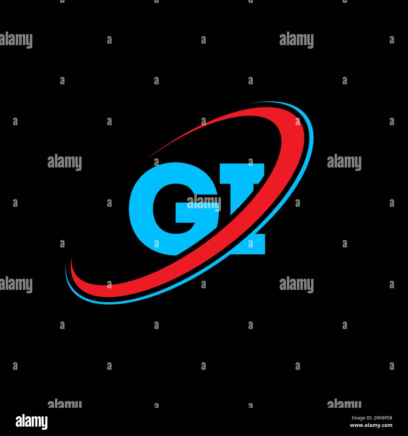 Logo-Design mit Gi G I-Buchstaben. Anfangsbuchstabe GI verknüpfter Kreis Monogramm-Logo in Großbuchstaben rot und blau. GI-Logo, G I-Design. gi, g i Stock Vektor