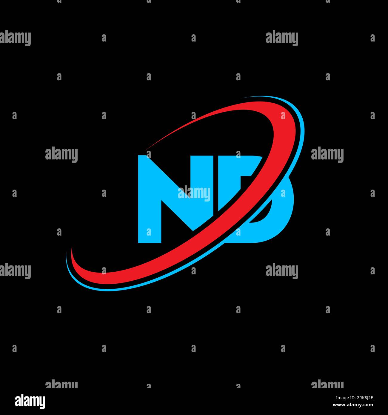 Logo-Design mit N D-Buchstaben. Anfangsbuchstabe ND-verknüpfter Kreis Monogramm-Logo in Großbuchstaben rot und blau. ND-Logo, N-D-Design. ND, n d Stock Vektor