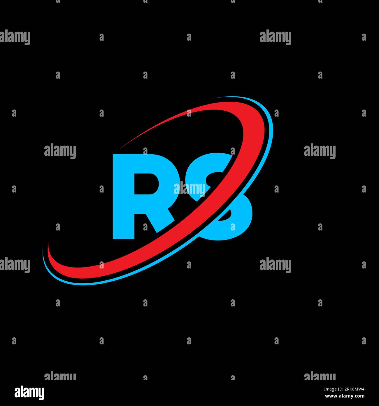 Logo mit RS R S-Buchstaben. Anfangsbuchstabe RS gekröpft Kreis Monogramm in Großbuchstaben Logo rot und blau. RS-Logo, R S-Design. rs, r s Stock Vektor