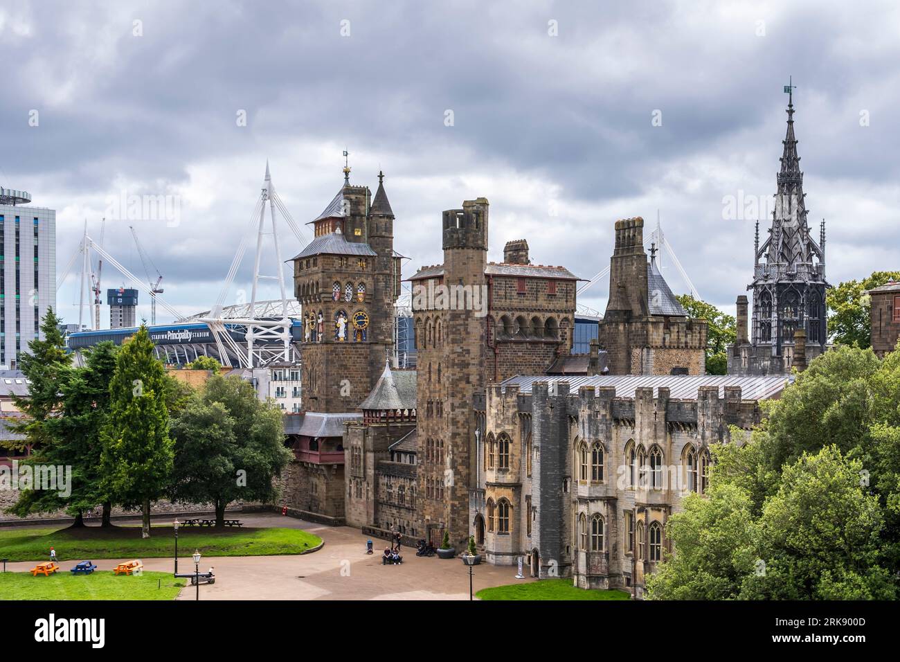 Cardiff Castle, Cardiff City, Wales, Vereinigtes Königreich Stockfoto