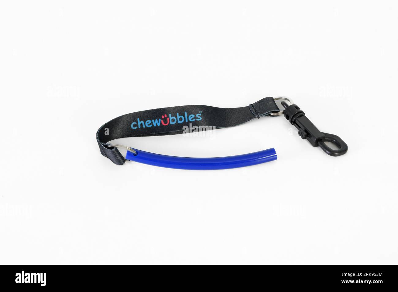 Hasselt. Limburg-Belgien 22-04-02023. Big Strong Tubes von Chubuddy Chewubbles für sehr aggressives Kauen – blaue Farbe. ADHS und Autismus-Syndrom Stockfoto