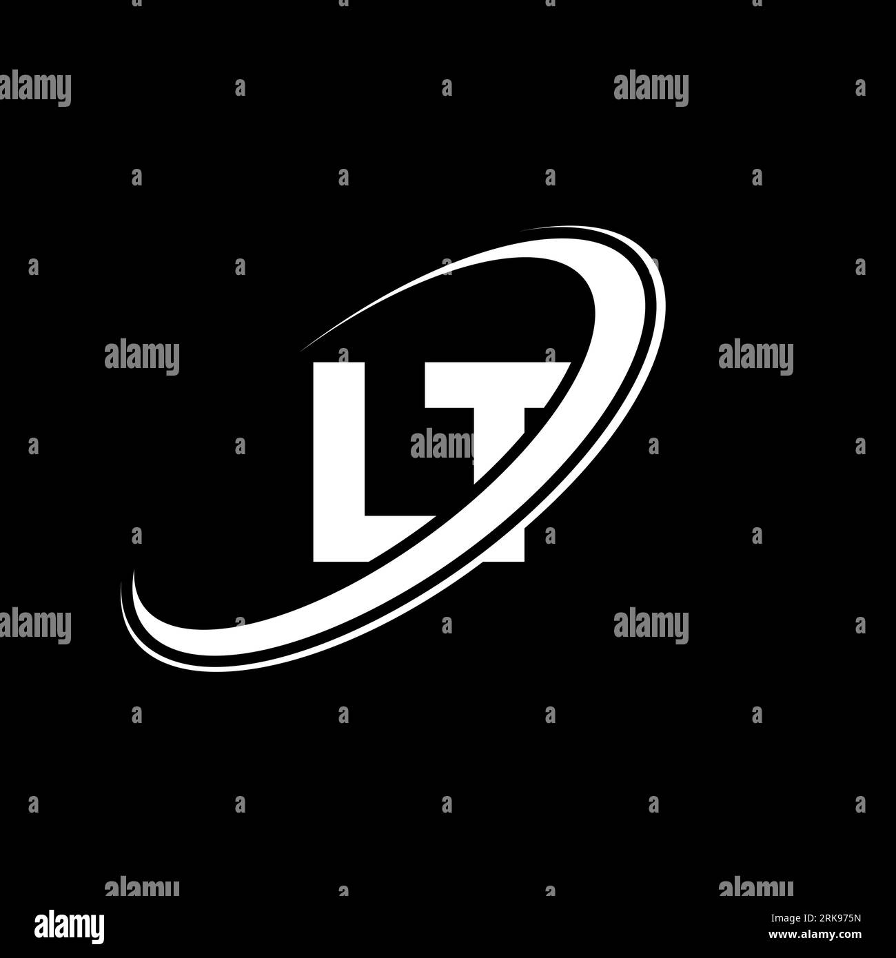 LT L T Logo-Design. Anfangsbuchstabe LT verknüpfter Kreis Großbuchstaben Monogramm-Logo rot und blau. LT-Logo, L T-Design. LT, l t Stock Vektor