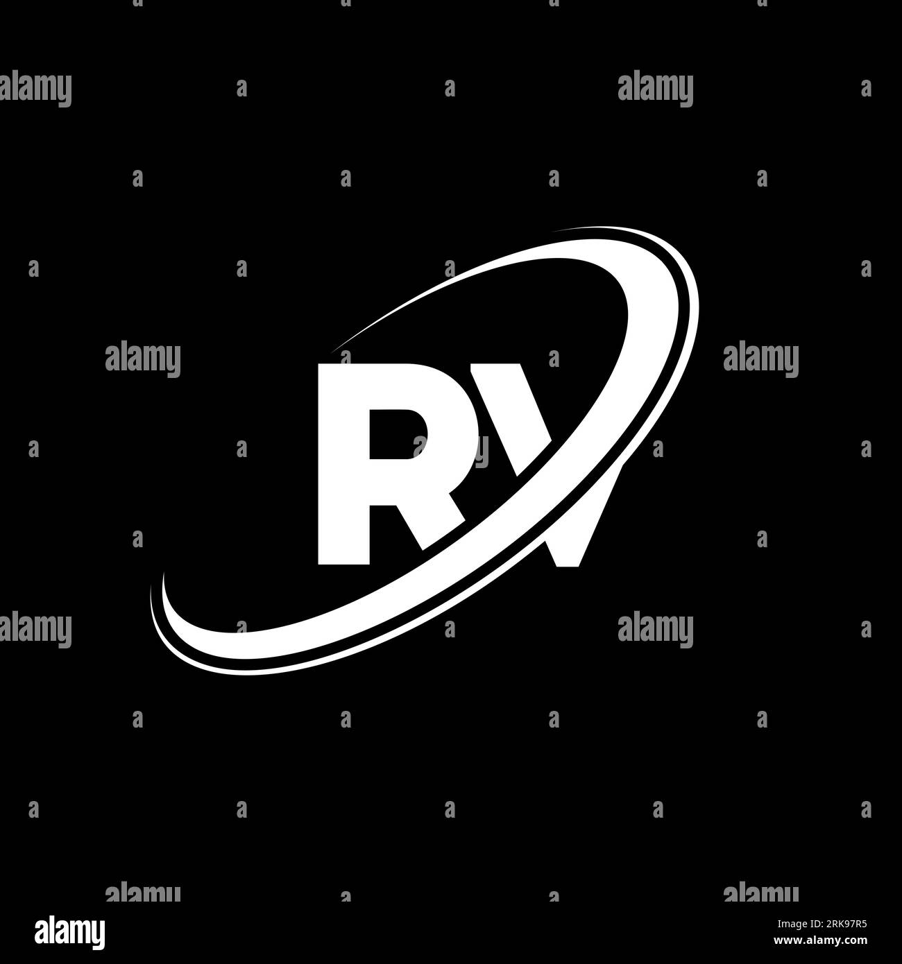 RV R V-Logo-Design. Anfangsbuchstabe RV gekröpft Kreis Monogramm in Großbuchstaben Logo rot und blau. RV-Logo, R-V-Design. rv, r V Stock Vektor