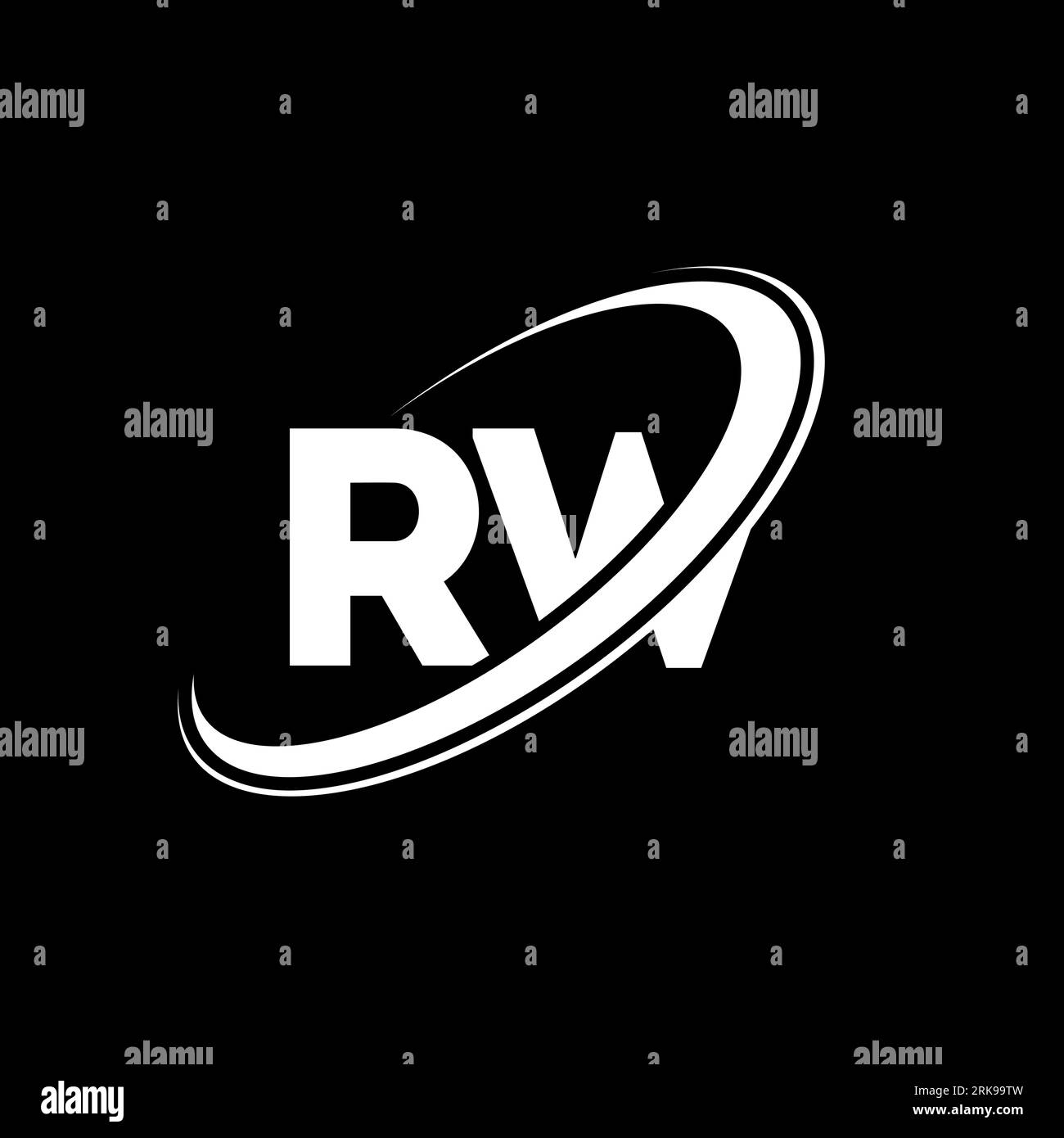 Logo des Buchstabens RW R W Anfangsbuchstabe RW verbundener Kreis Monogramm-Logo in Großbuchstaben rot und blau. RW-Logo, R W-Design. rw, R w Stock Vektor