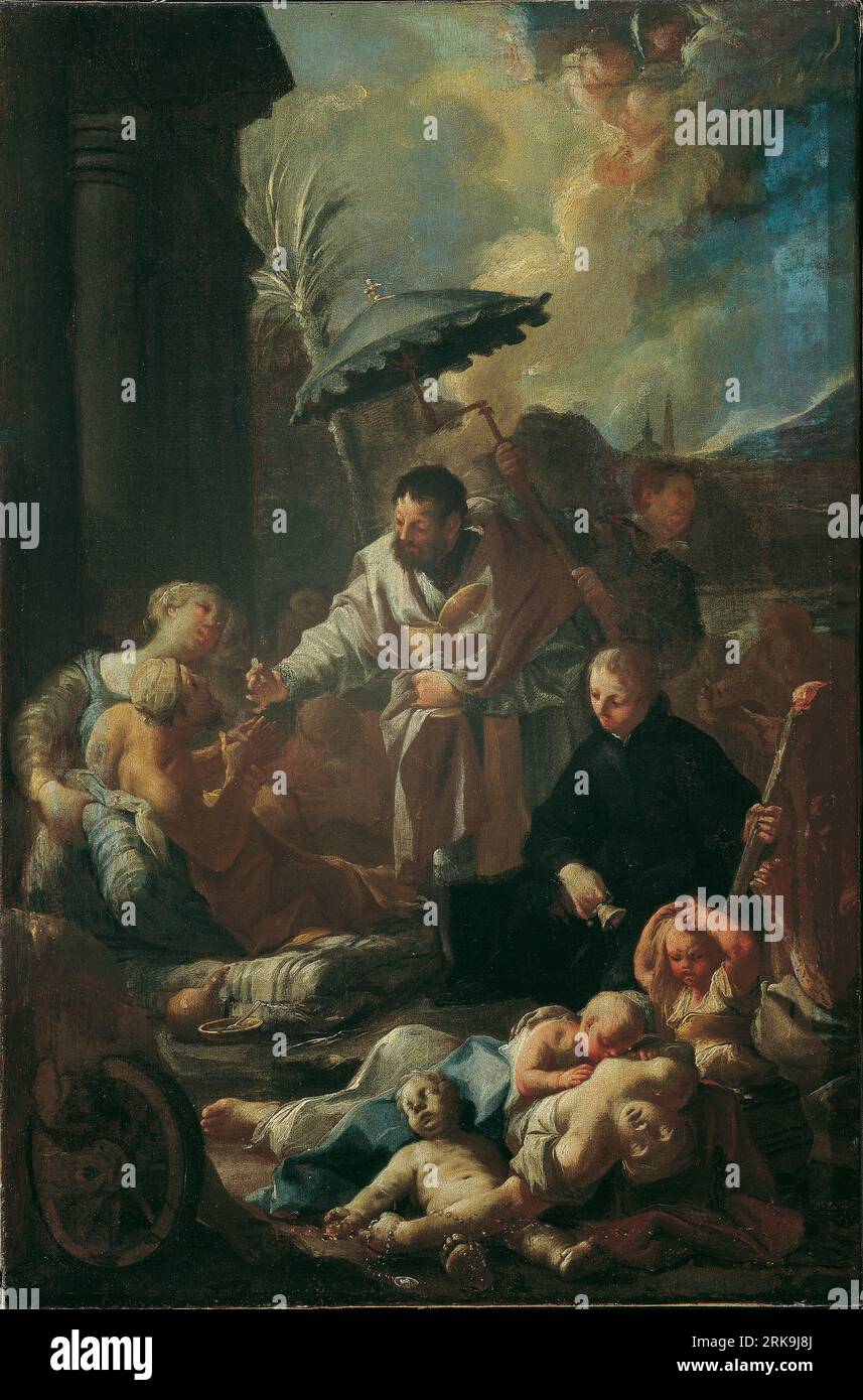 Der Heilige Franz Xaver unter den Pestkranken in Goa zwischen 1749 und 1750 von Paul Troger Stockfoto