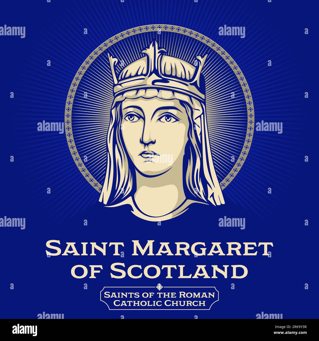 Katholische Heilige. Saint Margaret of Scotland (1045–1093), auch Margaret of Wessex genannt, war eine englische Prinzessin und schottische Königin. Stock Vektor
