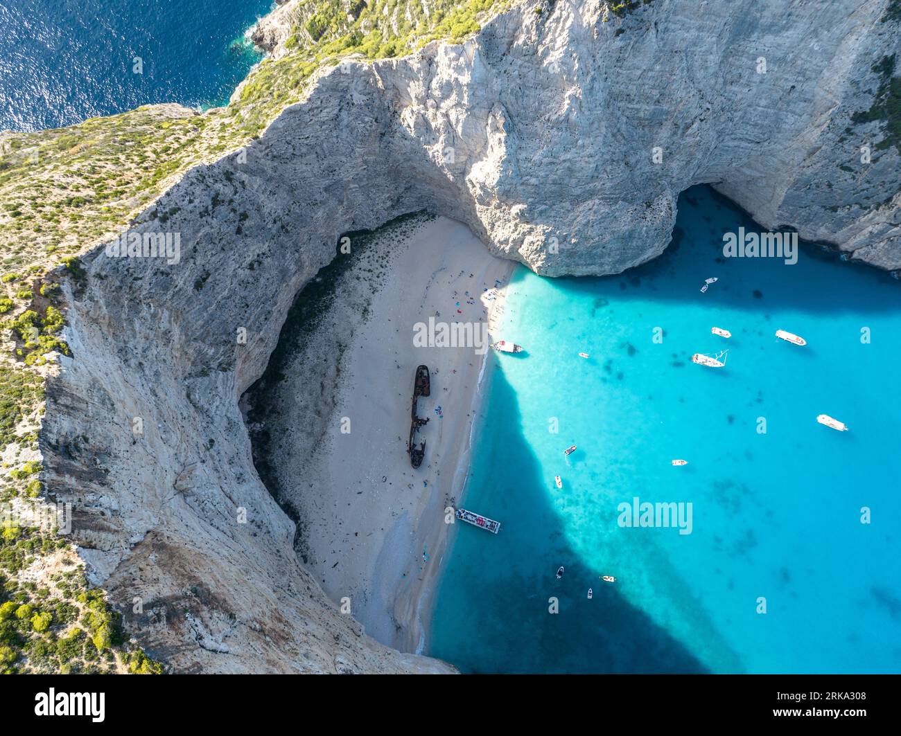 Plage de Navagio (Anafonitria), baie du Naufrage, île de Zante (Zakynthos), Péloponnèse, Grèce Stockfoto