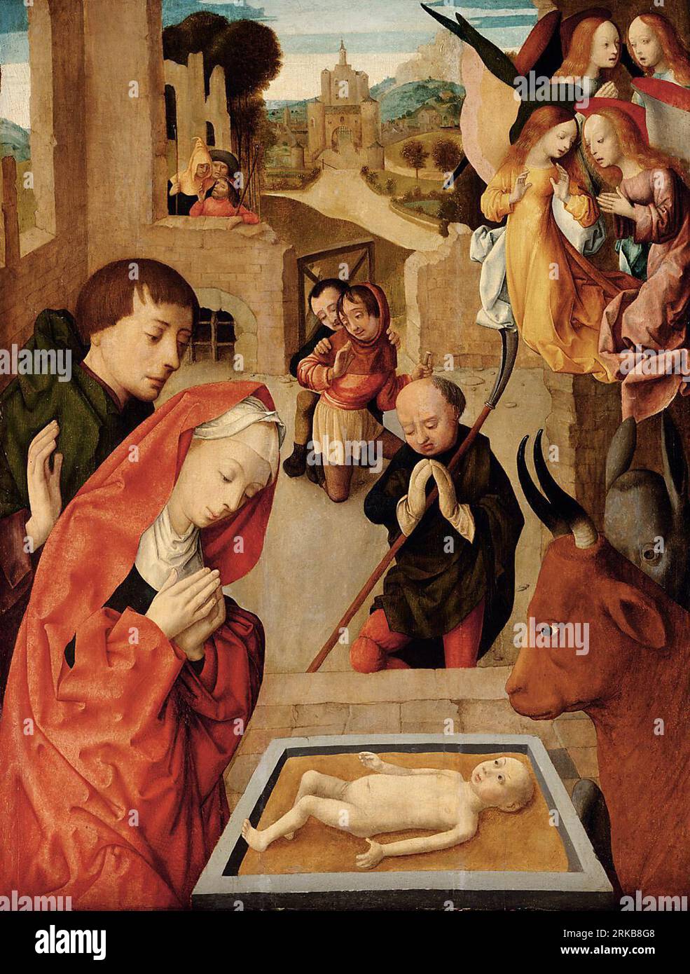 Geburt Christi um 1500 durch den Meister der Jungfrau Inter Jungfrauen Stockfoto