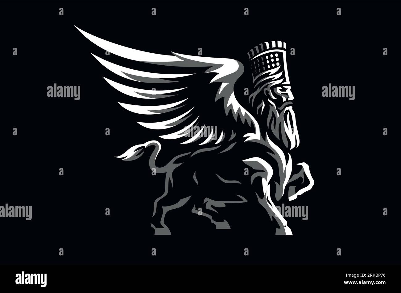 Illustration von Lamassu Winged Bull Assyrian Stock Vektor