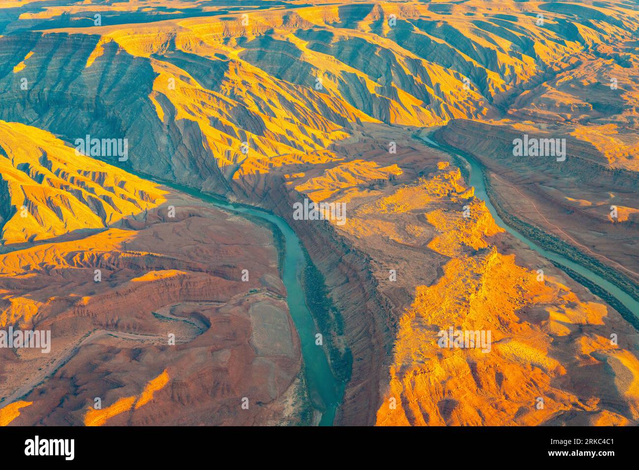 Formationen der Raplee Anticline, Navajo Rservation, Utah San Juan River Stockfoto