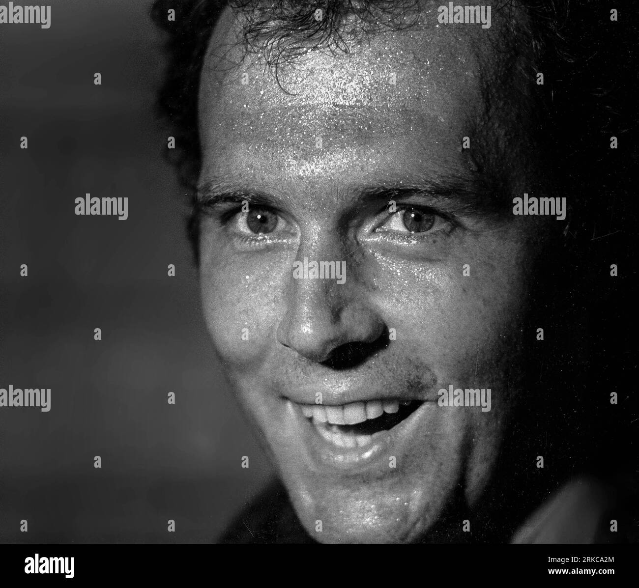 Der Kaiser, Franz Beckenbauer im Umkleideraum nach dem NASL Soccer Bowl 1980 in Washington DC. Stockfoto