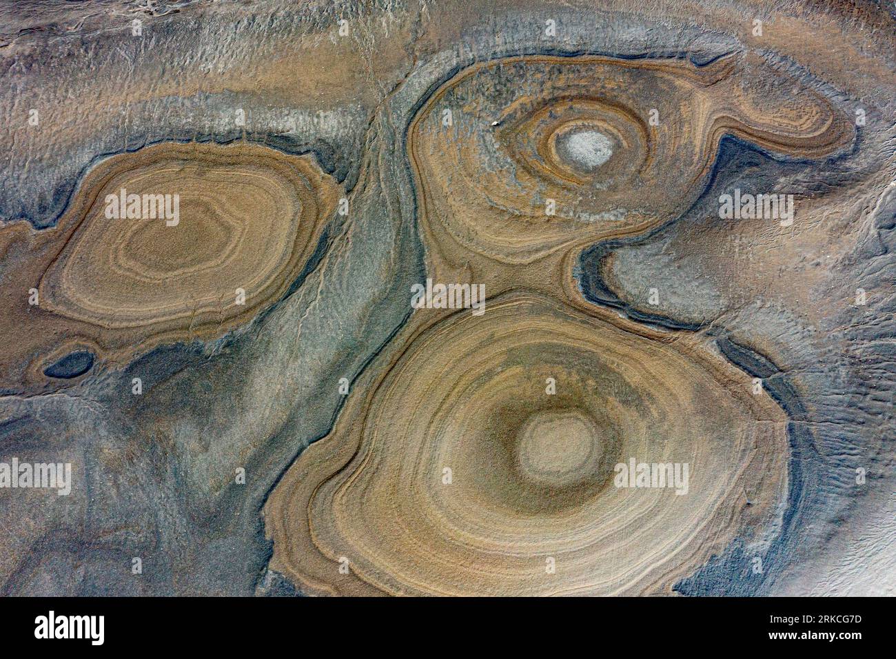 Vulkanisches Muster, Island Highlands, Island, Luftaufnahme Stockfoto