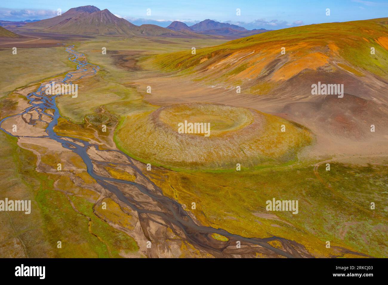 Vulkankrater, Island Highlands, Island, Stockfoto