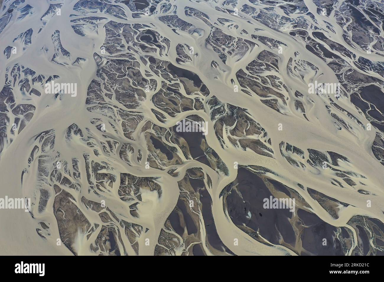 Geflochtene Flussmuster, Island Highlands, Island Stockfoto